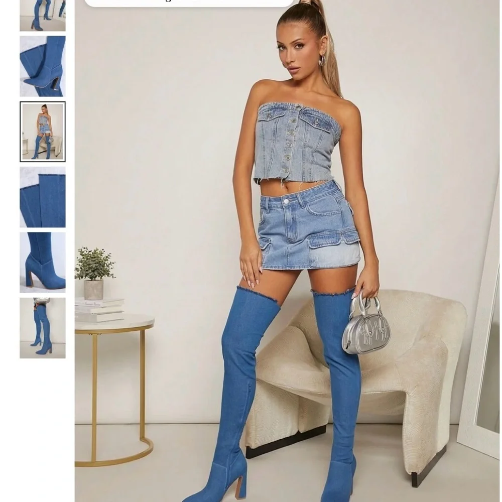 🌸SS7 - Stylish Blue Over-the-Knee Boots💙